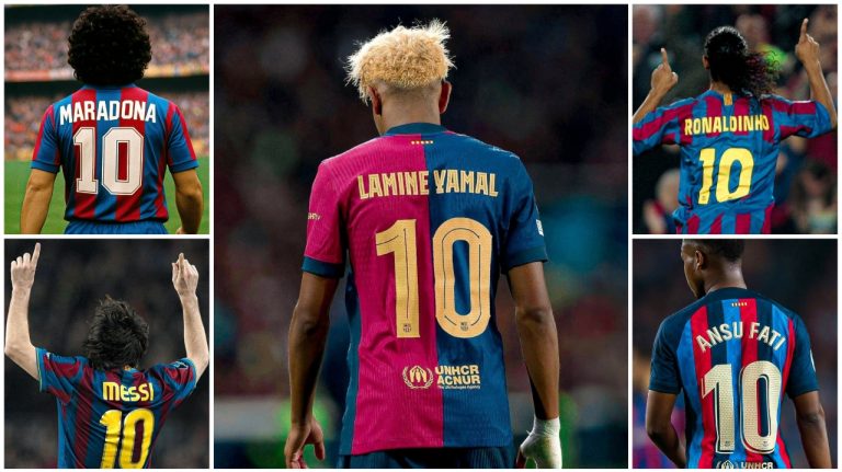 Dore abanyabigwi ba Fc Barcelona bambaye nomero 10 n’ibigwi byabo, ubu yahawe Lamine Yamal!